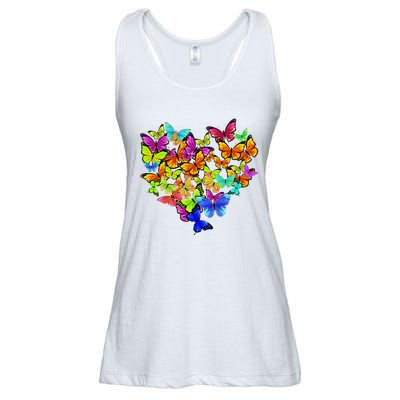 Colorful Cute Butterfly Heart Butterflies Ladies Essential Flowy Tank