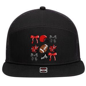 Cheer Coquette Bow American Football Autumn Thanksgiving Gift 7 Panel Mesh Trucker Snapback Hat