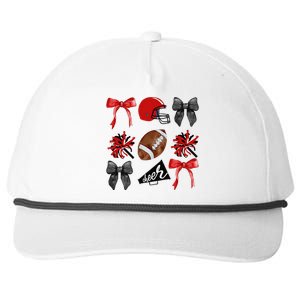 Cheer Coquette Bow American Football Autumn Thanksgiving Gift Snapback Five-Panel Rope Hat