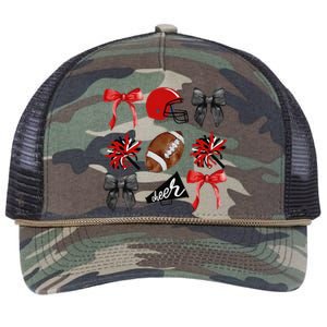 Cheer Coquette Bow American Football Autumn Thanksgiving Gift Retro Rope Trucker Hat Cap