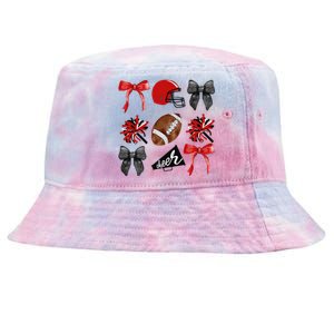 Cheer Coquette Bow American Football Autumn Thanksgiving Gift Tie-Dyed Bucket Hat