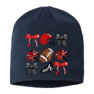 Cheer Coquette Bow American Football Autumn Thanksgiving Gift Sustainable Beanie