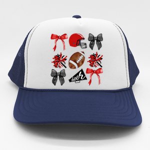 Cheer Coquette Bow American Football Autumn Thanksgiving Gift Trucker Hat