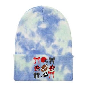 Cheer Coquette Bow American Football Autumn Thanksgiving Gift Tie Dye 12in Knit Beanie