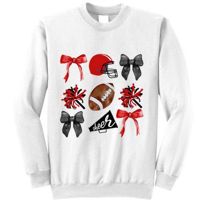 Cheer Coquette Bow American Football Autumn Thanksgiving Gift Sweatshirt