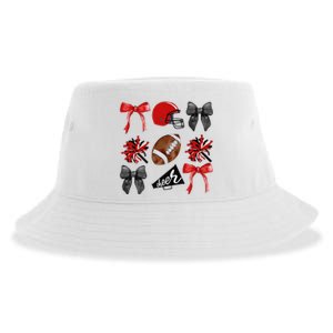 Cheer Coquette Bow American Football Autumn Thanksgiving Gift Sustainable Bucket Hat