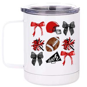 Cheer Coquette Bow American Football Autumn Thanksgiving Gift 12 oz Stainless Steel Tumbler Cup