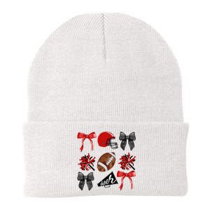 Cheer Coquette Bow American Football Autumn Thanksgiving Gift Knit Cap Winter Beanie