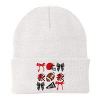 Cheer Coquette Bow American Football Autumn Thanksgiving Gift Knit Cap Winter Beanie