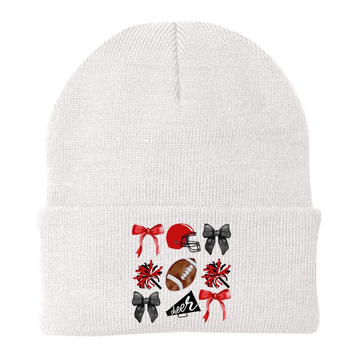 Cheer Coquette Bow American Football Autumn Thanksgiving Gift Knit Cap Winter Beanie