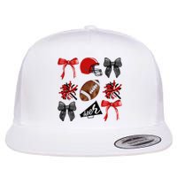 Cheer Coquette Bow American Football Autumn Thanksgiving Gift Flat Bill Trucker Hat