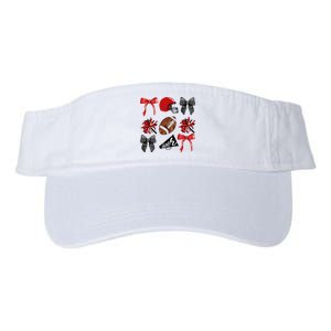 Cheer Coquette Bow American Football Autumn Thanksgiving Gift Valucap Bio-Washed Visor