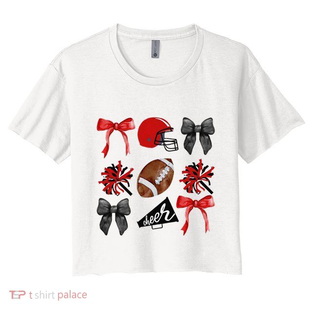 Cheer Coquette Bow American Football Autumn Thanksgiving Gift Crop Top