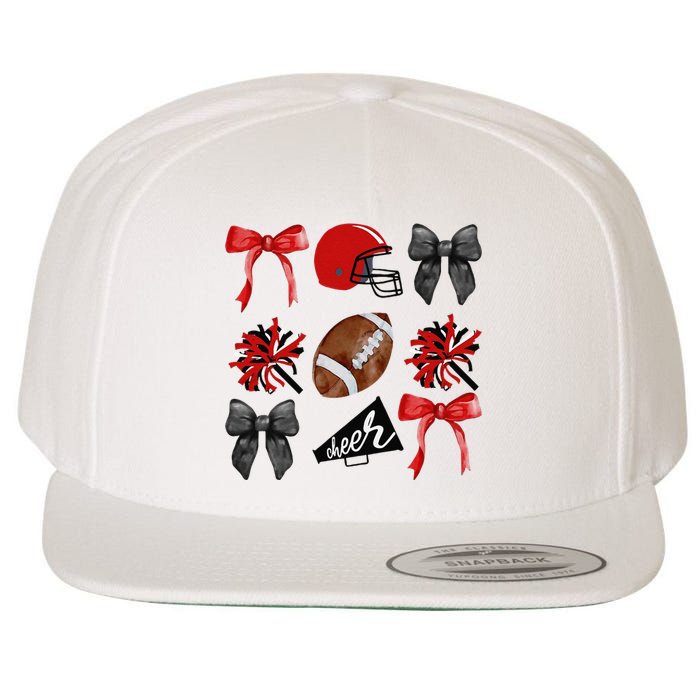 Cheer Coquette Bow American Football Autumn Thanksgiving Gift Wool Snapback Cap