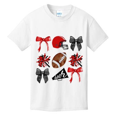 Cheer Coquette Bow American Football Autumn Thanksgiving Gift Kids T-Shirt