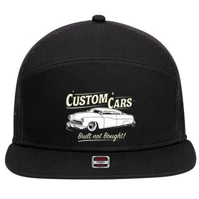 Custom Cars Built Not Bought Merc 7 Panel Mesh Trucker Snapback Hat