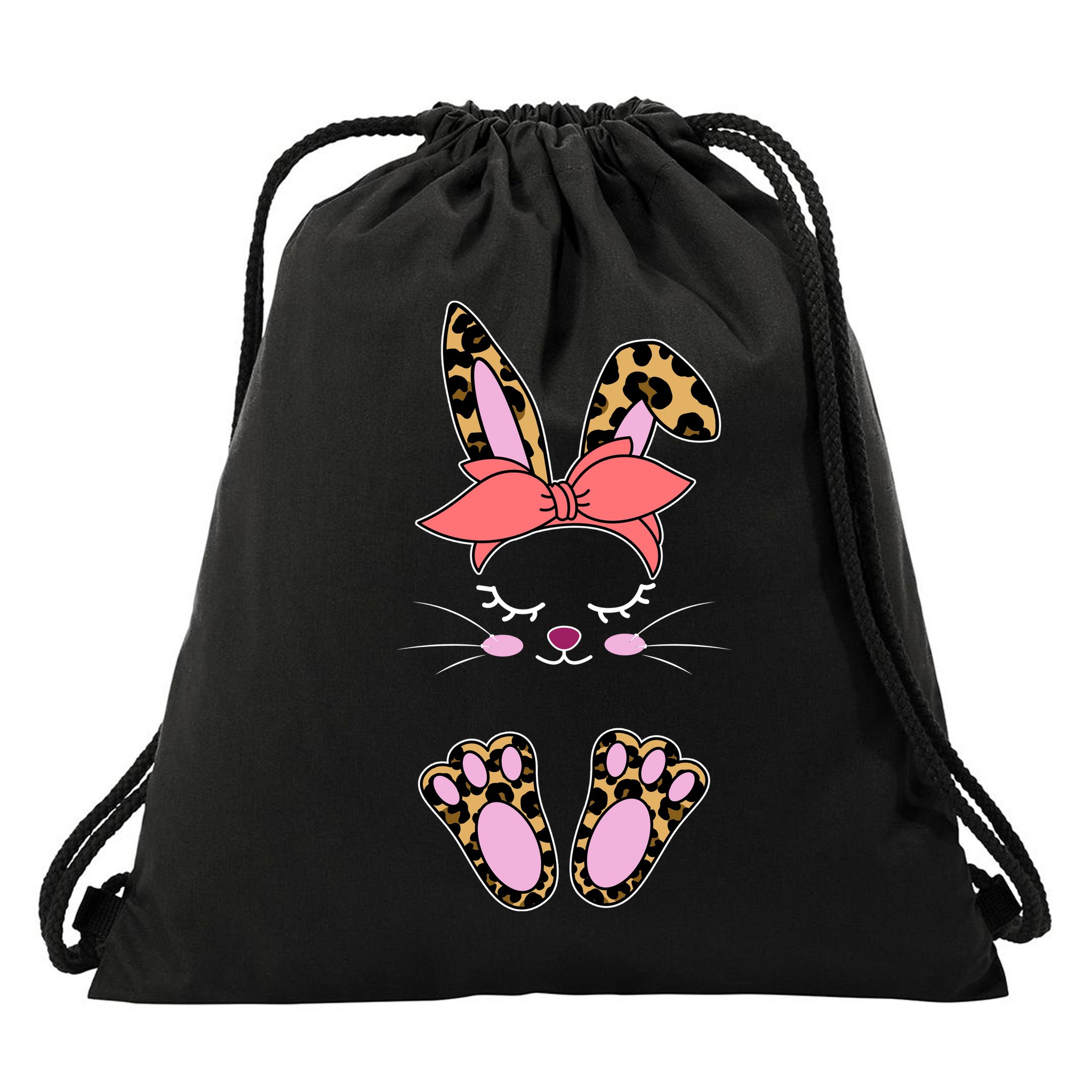 Cute Cheetah Bunny Drawstring Bag
