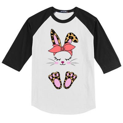 Cute Cheetah Bunny Kids Colorblock Raglan Jersey
