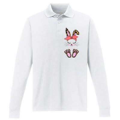 Cute Cheetah Bunny Performance Long Sleeve Polo