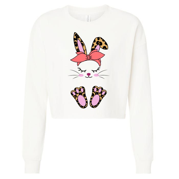 Cute Cheetah Bunny Cropped Pullover Crew