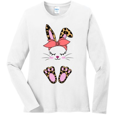 Cute Cheetah Bunny Ladies Long Sleeve Shirt