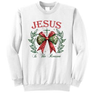 Christmas Coquette Bow Jesus Is The Reason For The Season Sweatshirt