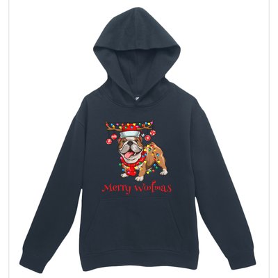 Christmas Cute Bulldog Dog Holiday Lights Merry Woofmas Gift Urban Pullover Hoodie