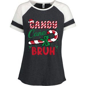 Candy Cane Bruh Funny Christmas Holiday Enza Ladies Jersey Colorblock Tee