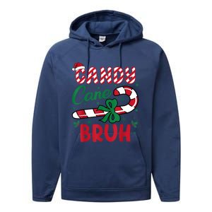 Candy Cane Bruh Funny Christmas Holiday Performance Fleece Hoodie