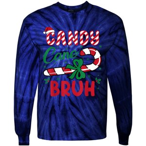 Candy Cane Bruh Funny Christmas Holiday Tie-Dye Long Sleeve Shirt