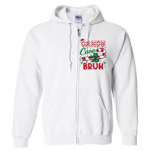 Candy Cane Bruh Funny Christmas Holiday Full Zip Hoodie