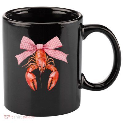 Crawfish Coquette Bow Crawfish Boil Lobster Cajun  11oz C Handle Ceramic Mug