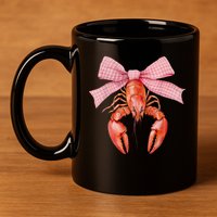 Crawfish Coquette Bow Crawfish Boil Lobster Cajun  11oz C Handle Ceramic Mug