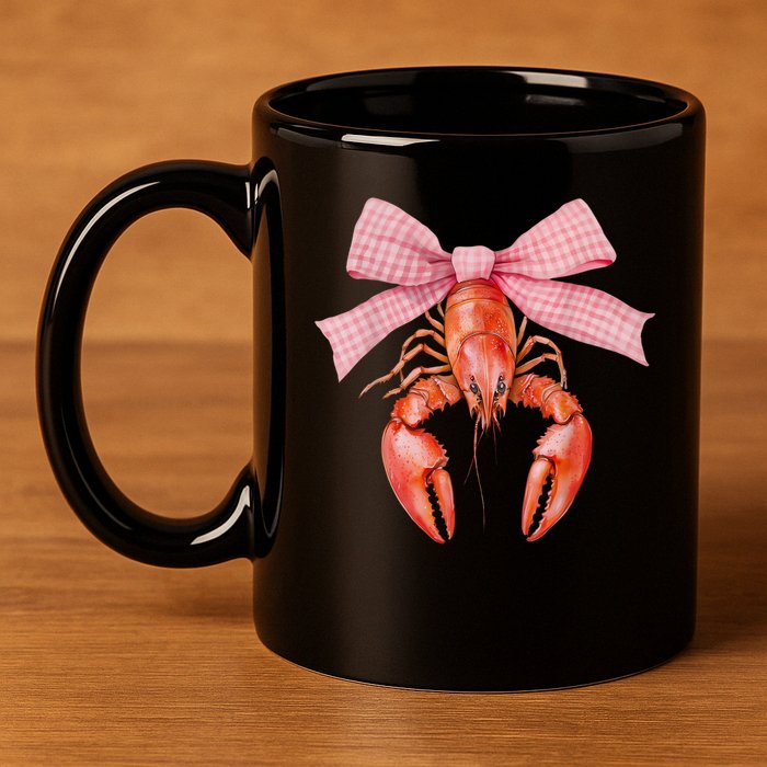 Crawfish Coquette Bow Crawfish Boil Lobster Cajun  11oz C Handle Ceramic Mug