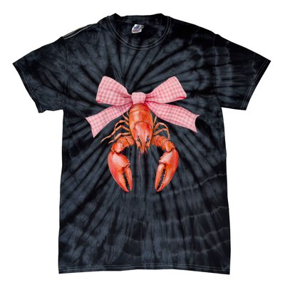 Crawfish Coquette Bow Crawfish Boil Lobster Cajun  Tie-Dye T-Shirt