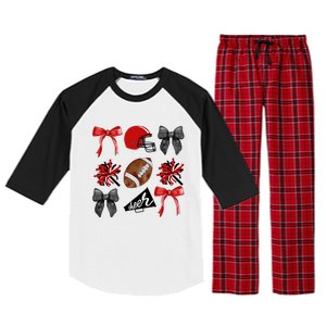 Cheer Coquette Bow American Football Autumn Thanksgiving Raglan Sleeve Pajama Set