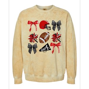 Cheer Coquette Bow American Football Autumn Thanksgiving Colorblast Crewneck Sweatshirt