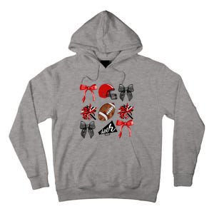 Cheer Coquette Bow American Football Autumn Thanksgiving Tall Hoodie