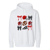 Cheer Coquette Bow American Football Autumn Thanksgiving Garment-Dyed Fleece Hoodie