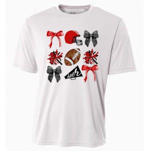 Cheer Coquette Bow American Football Autumn Thanksgiving Cooling Performance Crew T-Shirt