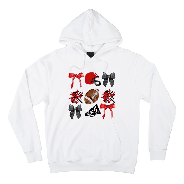 Cheer Coquette Bow American Football Autumn Thanksgiving Hoodie