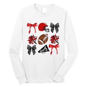 Cheer Coquette Bow American Football Autumn Thanksgiving Long Sleeve Shirt