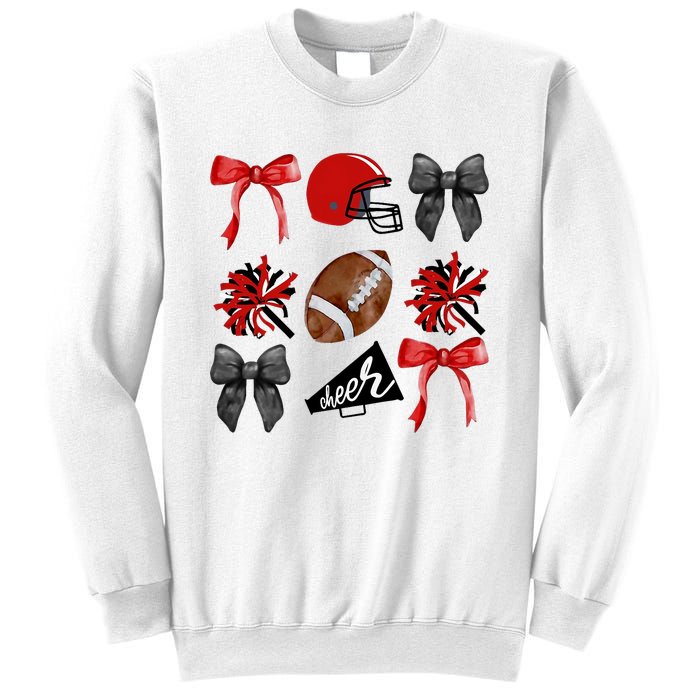 Cheer Coquette Bow American Football Autumn Thanksgiving Sweatshirt