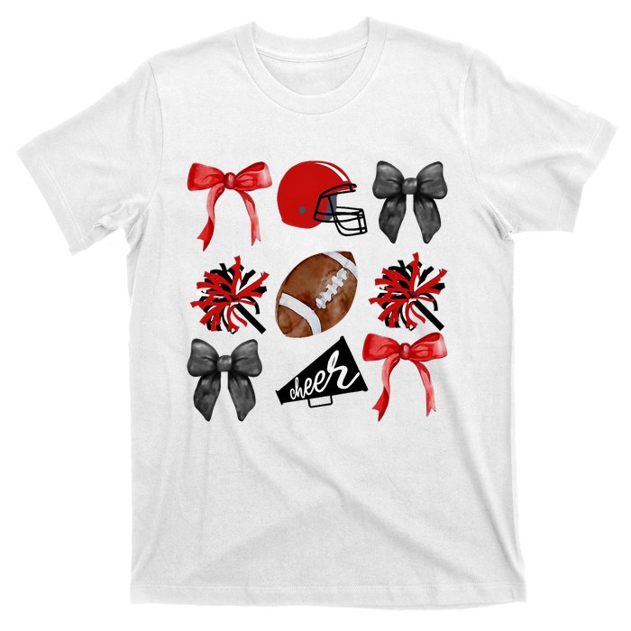 Cheer Coquette Bow American Football Autumn Thanksgiving T-Shirt