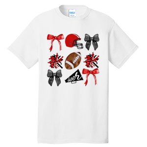 Cheer Coquette Bow American Football Autumn Thanksgiving Tall T-Shirt