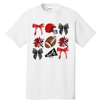 Cheer Coquette Bow American Football Autumn Thanksgiving Tall T-Shirt