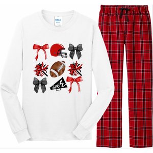 Cheer Coquette Bow American Football Autumn Thanksgiving Long Sleeve Pajama Set