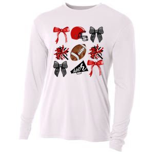 Cheer Coquette Bow American Football Autumn Thanksgiving Cooling Performance Long Sleeve Crew