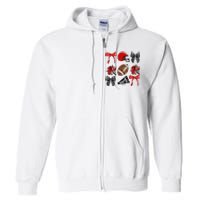 Cheer Coquette Bow American Football Autumn Thanksgiving Full Zip Hoodie