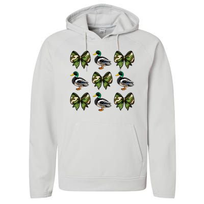 Camo Coquette Bow Duck Hunt Mallard Duck Hunting Performance Fleece Hoodie